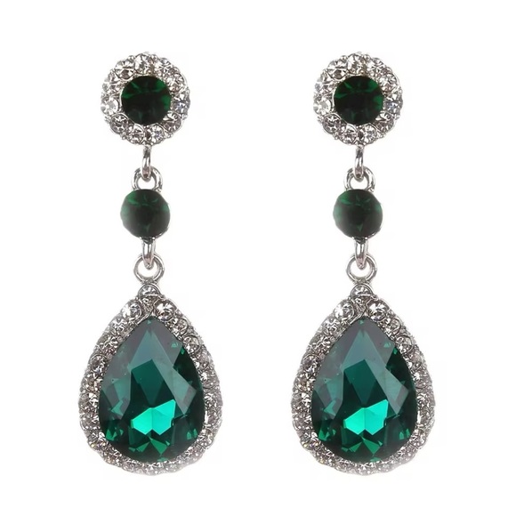 Jewelry - Green Water Droplets Dangle Earrings for Women